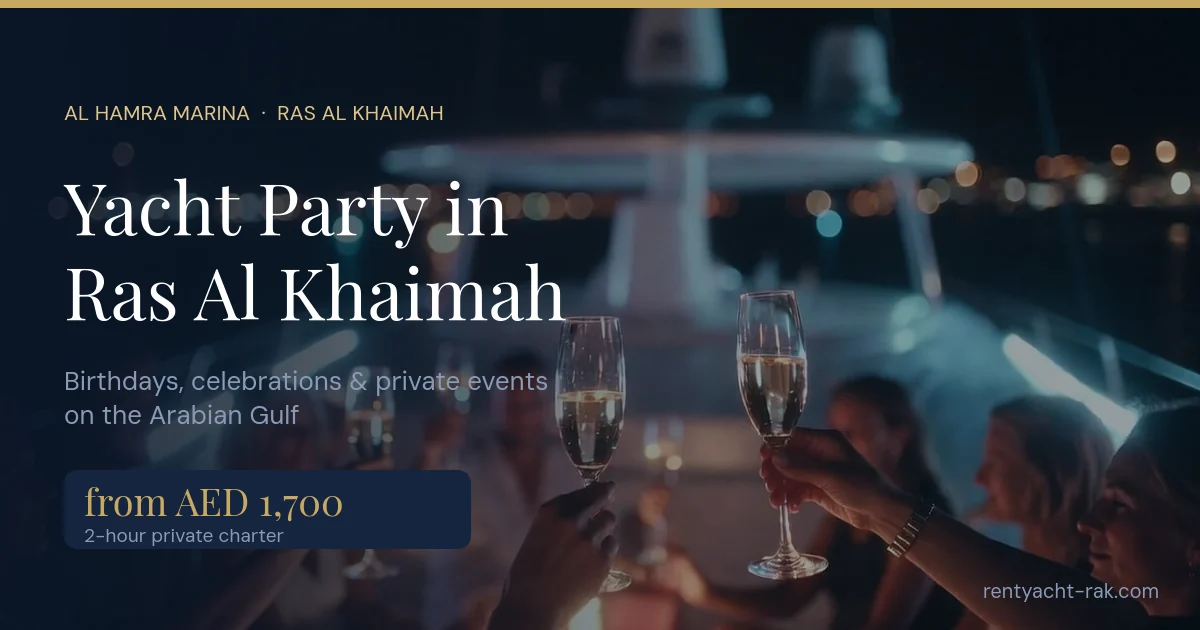 Yacht party in Ras Al Khaimah at sunset