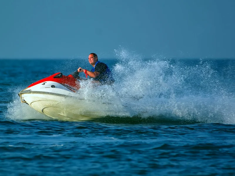 30-minute jet ski ride in Ras Al Khaimah — cruising the calm Gulf near Al Marjan Island