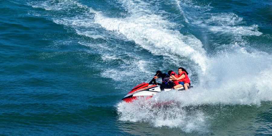 Feel the speed — jet ski carving spray on the Arabian Gulf in Ras Al Khaimah